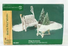 Dept 56 North Pole Woods Birch Bench and Table Village Accessory #56.56927
