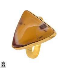 Size 10.5 - Size 12 Adjustable Mookaite 24K Gold Plated Ring GPR1415