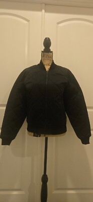 Authentic Aritzia Golden by Tna Women Med Classic Black Bomber Jacket
