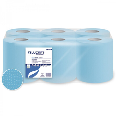 Lucart Putzpapier Wischtücher SkyTech 2.150 Blau 2-lagig 6 Rollen á 429 Blatt