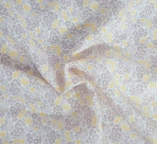 100% Linen Fabric By the Yard Purple Yellow Sunflower Print 7/19