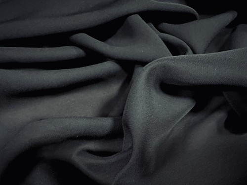 Georgette Woven Dress Fabric, Per Metre - Plain - Black - Picture 1 of 3