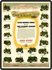 John Deere 2 Two Cylinder Tractors, All Models Metal Sign: 9x12" & Free Shipping