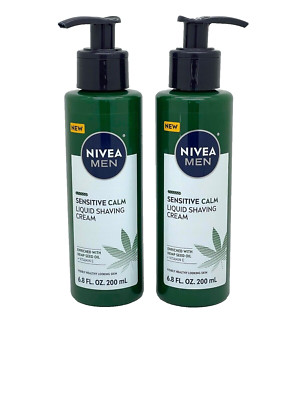 Nivea Men Sensitive Calm Liquid Shaving Cream Pump Bottles 6.8 oz each - 2 PACK