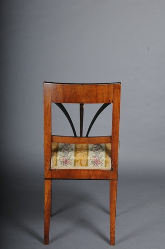 Lot De 4 Exclusif Biedermeier Chaises De Bois de Cerisier Et Noirci Um 1840 - Photo 11 sur 13