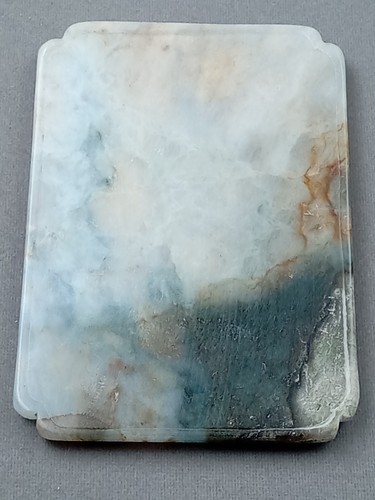 Carved Jade Tile with Man & Horse Depicted: 5" tall x 3.5" wide & 195 grams - Picture 10 of 13