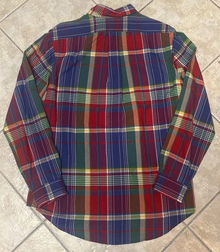 Polo Ralph Lauren uomo S camicia Oxford con bottoni multi quadri con frangia $125 nuova con etichette - Foto 8 di 11