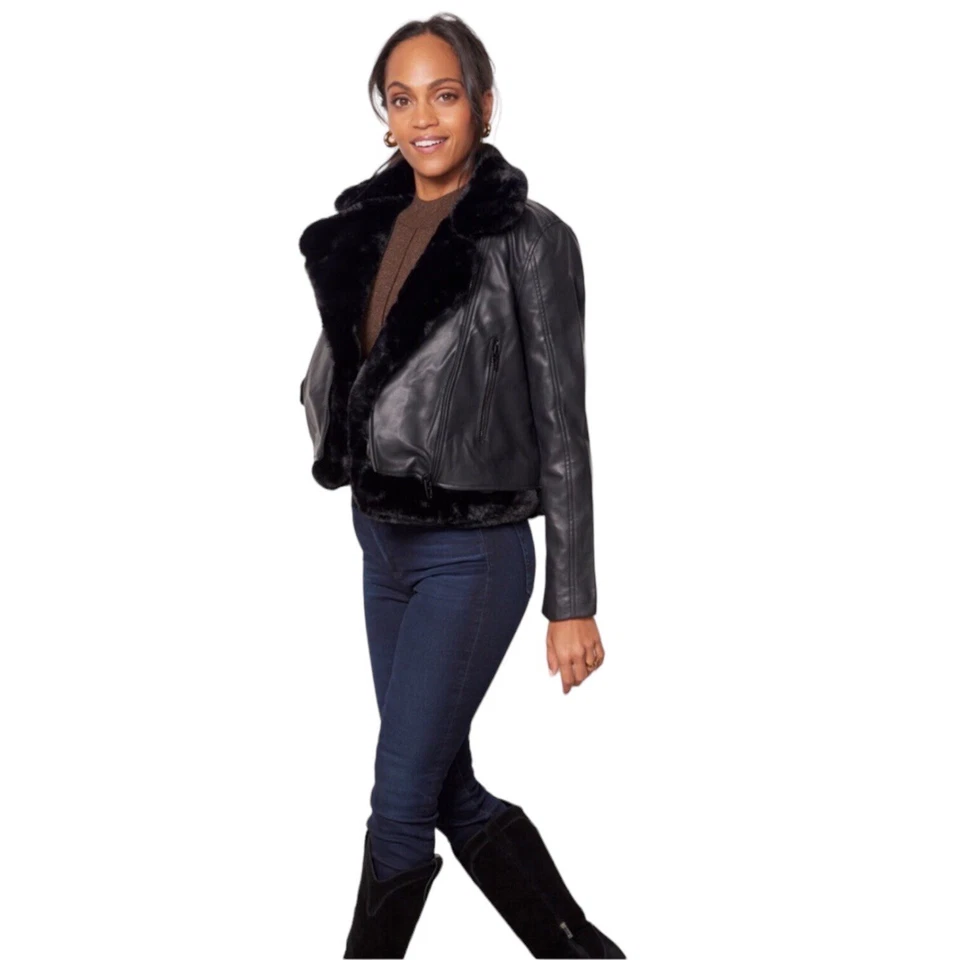 Chaqueta de Noche Perfecta Dos en Uno BLANK-NYC, Negra Motociclista Talla S NUEVA Con Etiquetas Foto 2 de 4