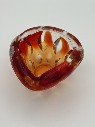 vintage amberina red diamond cut glass small Bowl Ashtray Trinket - Picture 8 of 17