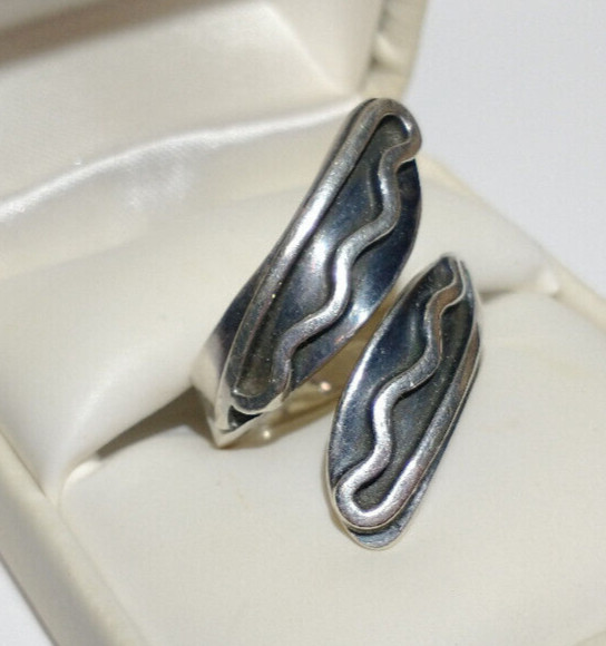 Vintage Taxco Designer Mexico 925 STERLING SILVER Wrap Around Adjustable Ring
