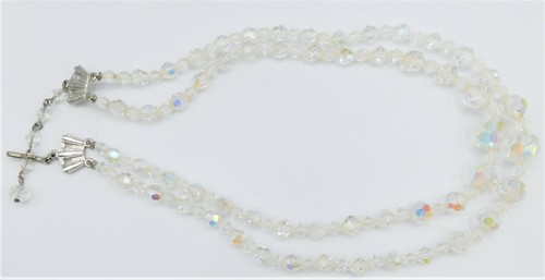 Collar de Cristal Aurora Boreal de Doble Hebra Firmado DAMA ELLEN de Colección - Imagen 2 de 6