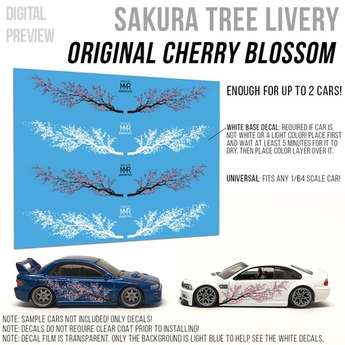 Decalcomanie toner bianco scala 1/64 SAKURA CHERRY BLOSSOM albero acquascivolo per caldo - Foto 2 di 12