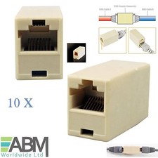10X RJ45 Ethernet Cable Joiner Connector Coupler Straight Cat5e Network LAN Lead