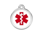 RED DINGO MEDICAL SYMBOL ENGRAVED DOG / CAT IDENTITY PERSONALISED TAG - 3 SIZES