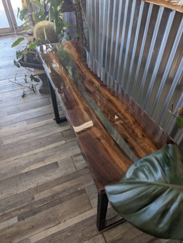 Epoxy Resin Console Table, Epoxy Hallway Table, Narrow Wooden Table, Clear Resin - Picture 7 of 11