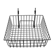 12x12x4 Metal Gridwall Basket Slatwall Basket Pegboard Shallow Basket Hooks