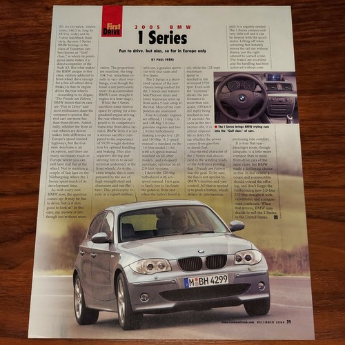 BMW 1 SERIES MAGAZINE ARTICLE ROAD & TRACK FUN TO DRIVE FOR EUROPE ONLY - Picture 2 of 4