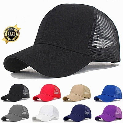 Plain Mesh Back Solid Snapback Baseballkappe Visor Blank Hüte Trucker Caps