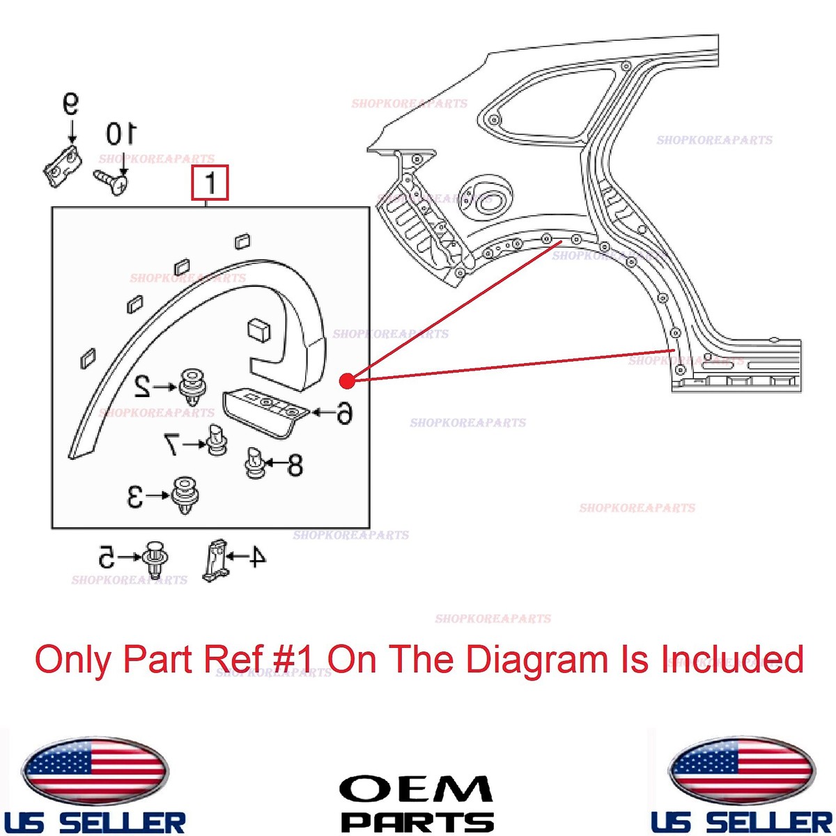 Genuine OEM Rear Fender Wheel Opening Molding Left Driver Side