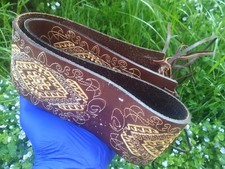Leather belt Embroidery ornament Vintage Handmade