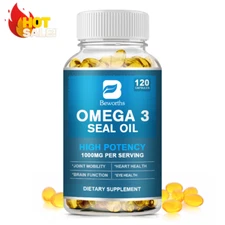 Omega 3 Oil Capsules with EPA DPA DHA 1000Mg Brain&Heart Health 120 Pcs