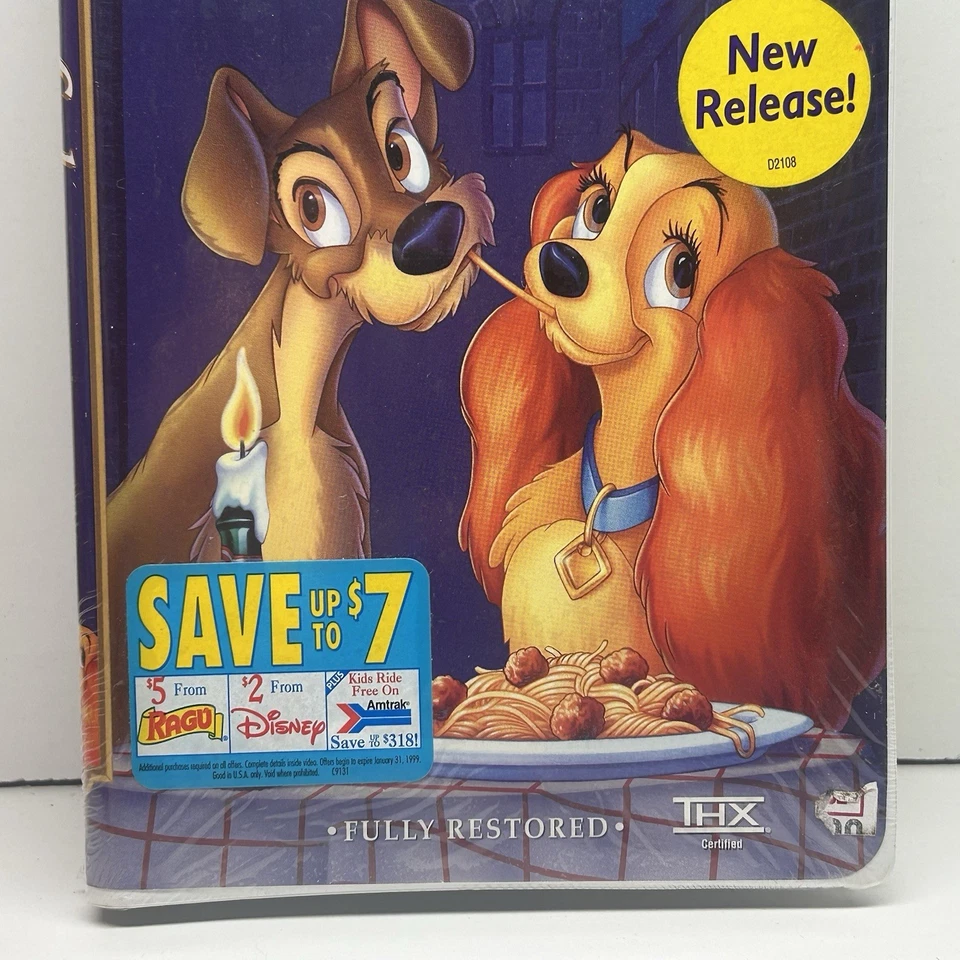 Lady & The Tramp - New Sealed! VHS Disney Video Tape Masterpiece Hype Stickers - Image 3 of 4