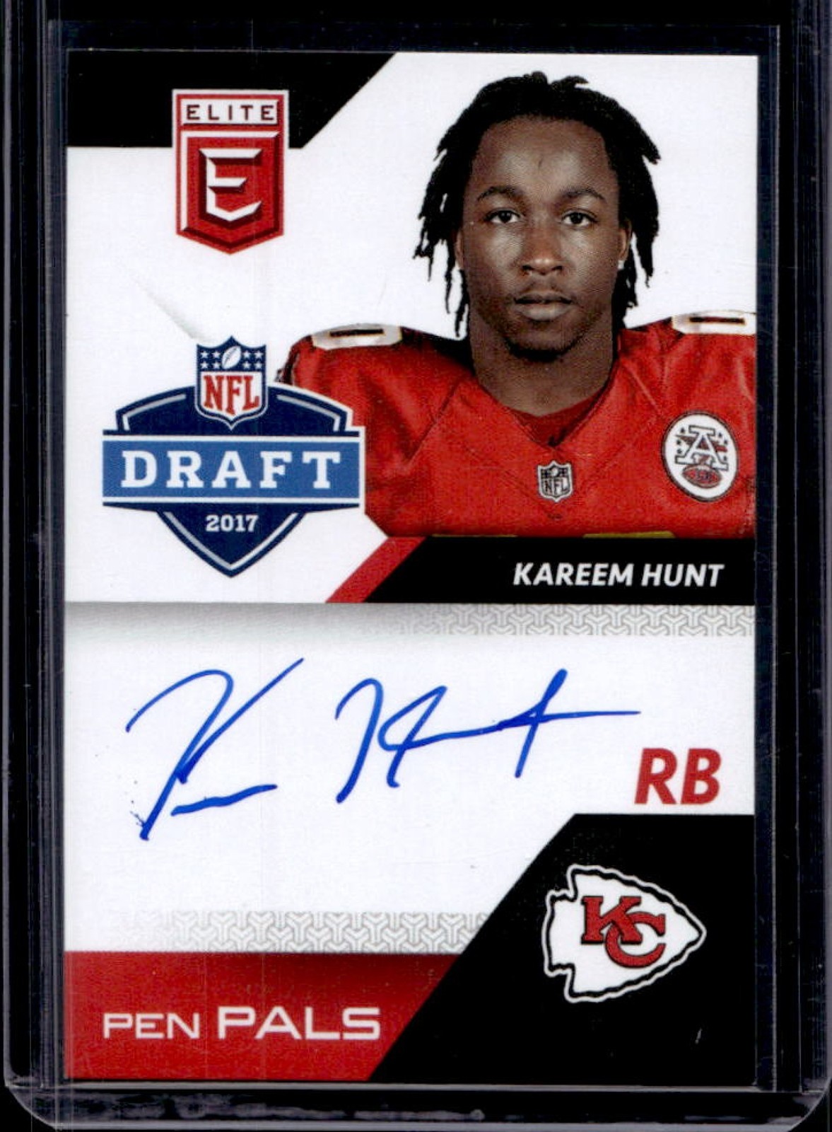 Kareem Hunt Panini Donruss Elite Pen Pals Autographs #KH Blue Ink