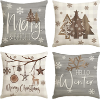 BüFfelkaro Schneeflocken Rentier BäUme Weihnachten KissenbezüGe 4Er Set, 40X40 C