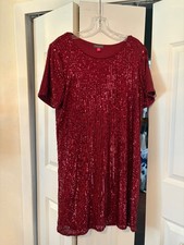 Vince Camuto Burgundy Sequin Holiday Party Dress Size L