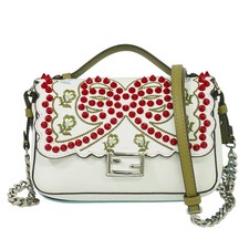 Borsa a tracolla FENDI doppia baguette ricamata con borchie 8M0371 in pelle a...
