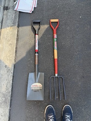 Sears Craftsman Truly Made In USA Fiberglass Spade Shovel & White Ash Pitchfork