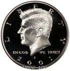 2001 P D S Kennedy Half Dollar Proof and 2 B.U. 3 Coin Set