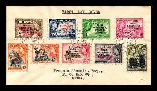US COVER GOLD COAST GHANA INDEPENDENCE FIRST DAY ISSUE COMBO
