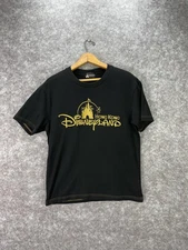 Disney Hong Kong Disneyland Shirt Mens Medium Black Gold Embroidered Castle Tee