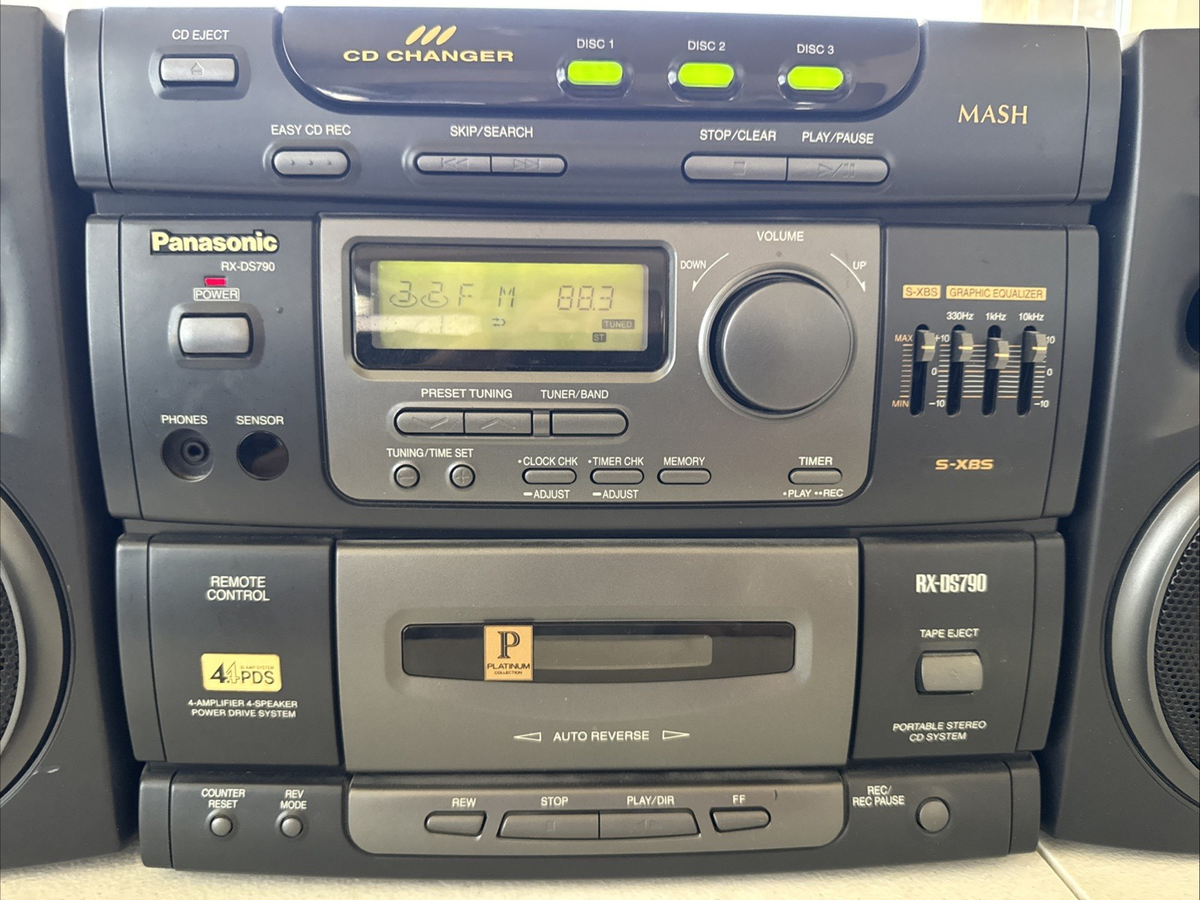 Panasonic S-XBS, RX-DS790, 3 CD Player, Cassette Tape, AM/FM