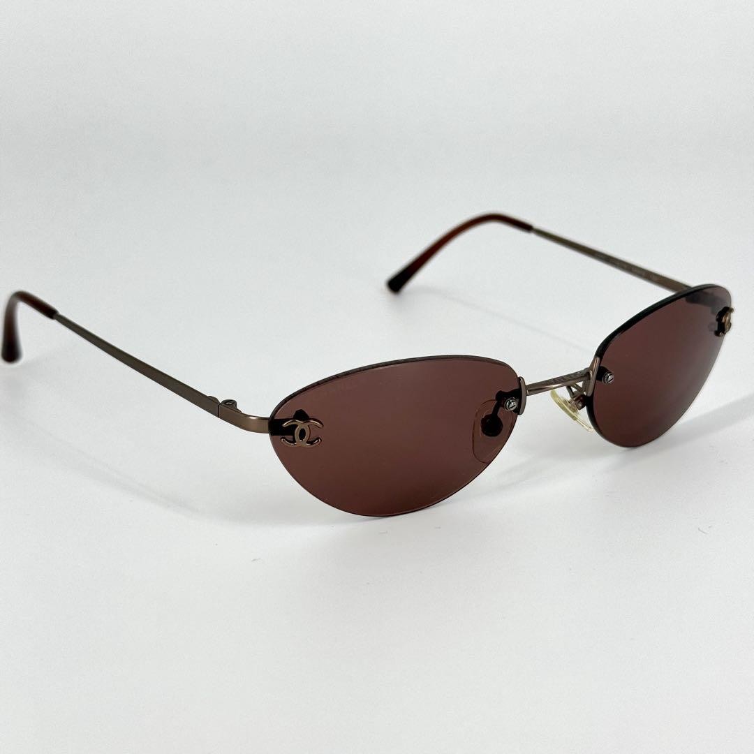 希少✨CHANEL Sunglasses Coco Mark l y2k CHANEL 4003 Rimless Sunglasses Y2K Rhinestone Star Coco Mark