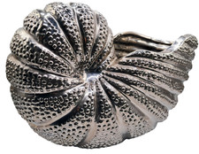 Metallic Silver Ceramic Nautical Coastal Seashell Flower Pot Decorative Planter