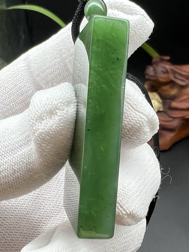 Colgante de paz y seguridad tallado en jade nefrita rusa 100 % 和田玉俄罗斯碧玉无事牌吊坠 - Imagen 6 de 12