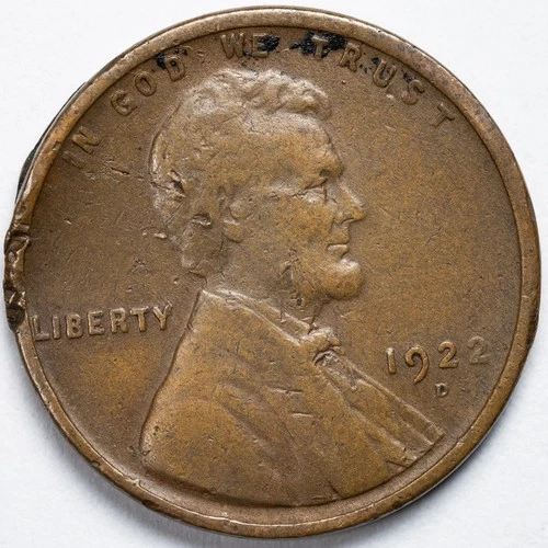 1922-D Lincoln Wheat Penny Cent Fine (F) Damaged