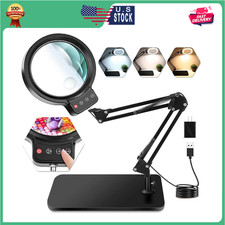 10X 30X Large Magnifying Glass with Light and Stand, 5-inch Lighted Magnifier
