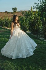 New Enzoani Nile Wedding Dress Size 10 Ivory Floor Length MSRP 3,957