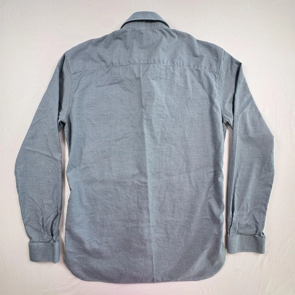 Burberry London Shirt Mens 15-38 Medium Blue White Check Made in Italy Modern - Image 2 of 4
