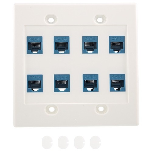 Lot de 2 plaques murales Ethernet 8 ports - Double prise CAT6 RJ45 câble réseau5213 - Photo 7/10