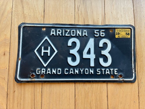 1956 1958 Arizona Highway Department License Plate