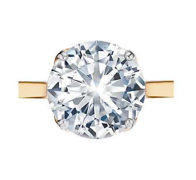 Solitärring 4,00 Karat Rund Brilliant Labor Diamant 14k Gelbgold