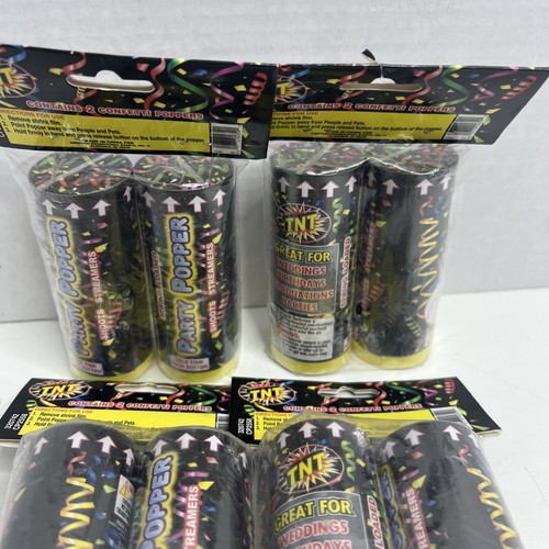 Lot Of 4 Spring Loaded Party Poppers 2 pcs Per Pack Shoots Confetti & Streamers - Picture 4 of 5