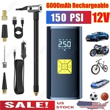 150 PSI Air Compressor Tire Inflator Fits Car Moto Bike Tires Air Pump Cordless