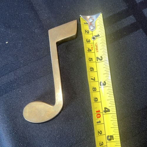 Vtg Brass Musical Note Paperweight Heavy Desk Home Decor Brass - 第 2/4 張圖片