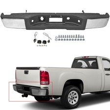 Rear Bumper Chrome Steel for Silverado Sierra 1500 2007-2013 w/o Sensor Hole