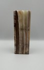 Vintage Bohemian Green Onyx W/ Brown Veining 7” Tall Candle Box Holder/ Vase